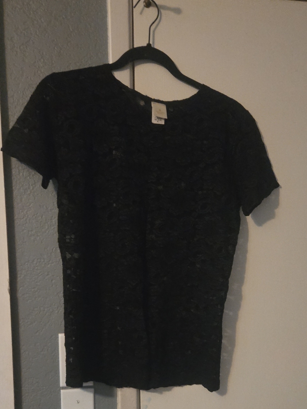 Victoria's Secret Vintage Gold Label Black Lace Tee